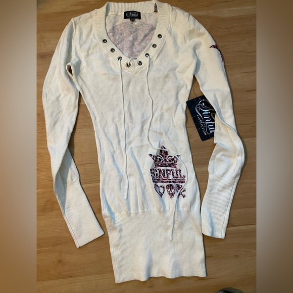 Vintage Y2K AFFLICTION CHEETAH SKULL LACE UP LONG SLEEVE TOP XS NWT RARE HTF - Picture 3 of 5